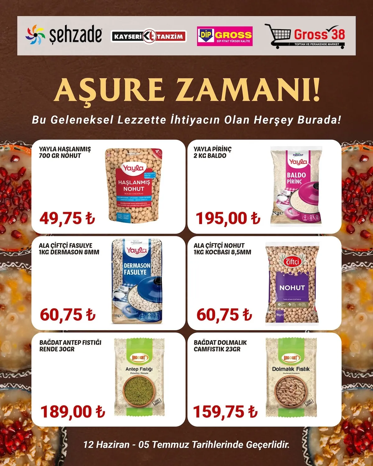 Şehzade Şehzade Market 12 Haziran 2026 Aktüel Kataloğu sayfa 3: Ala Çiftçi Fasulye 1Kg Dermason 8Mm, Yayla Pirinç 2Kg Baldo
