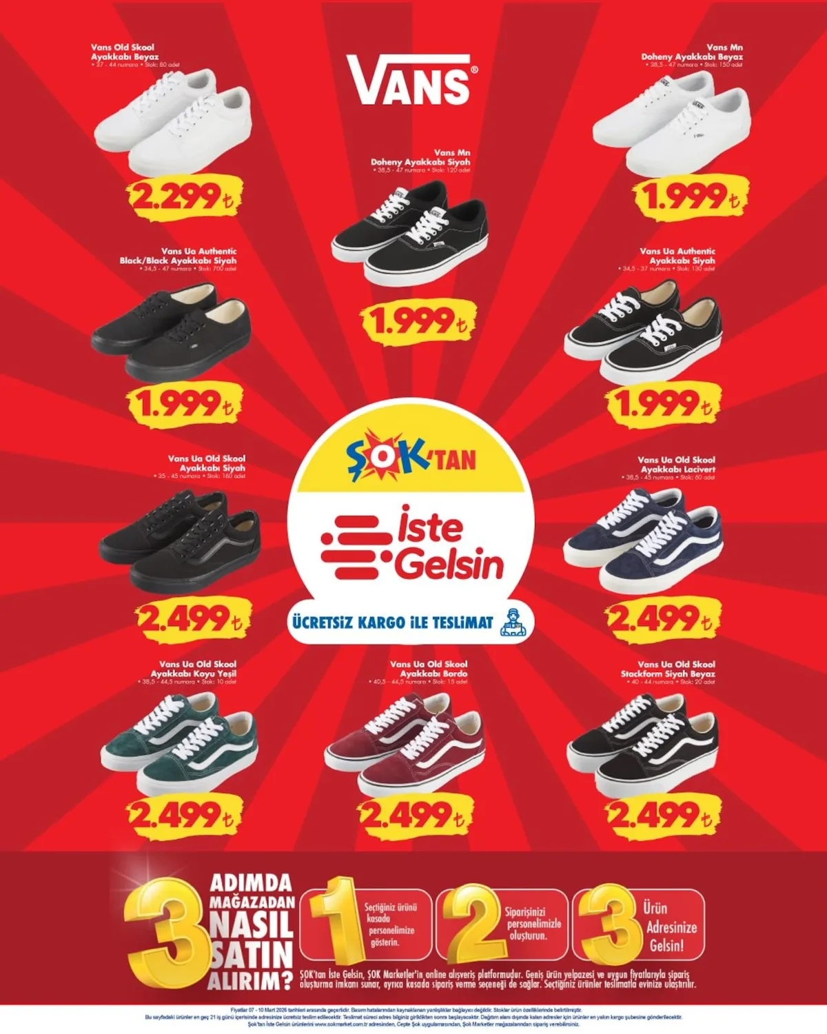 ŞOK Şok 7 Mart 2026 Aktüel Kataloğu sayfa 3: Vans Ua Authentic Black/Black Ayakkabı Siyah