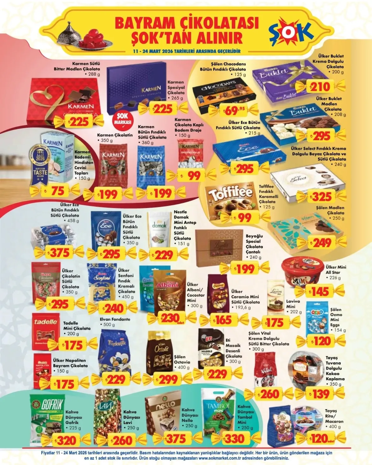 ŞOK Şok 11 Mart 2026 Aktüel Kataloğu sayfa 3: Ülker Ece Bütün Fındıklı Sütlü Çikolata 350 G, Şölen Octavia 400 G