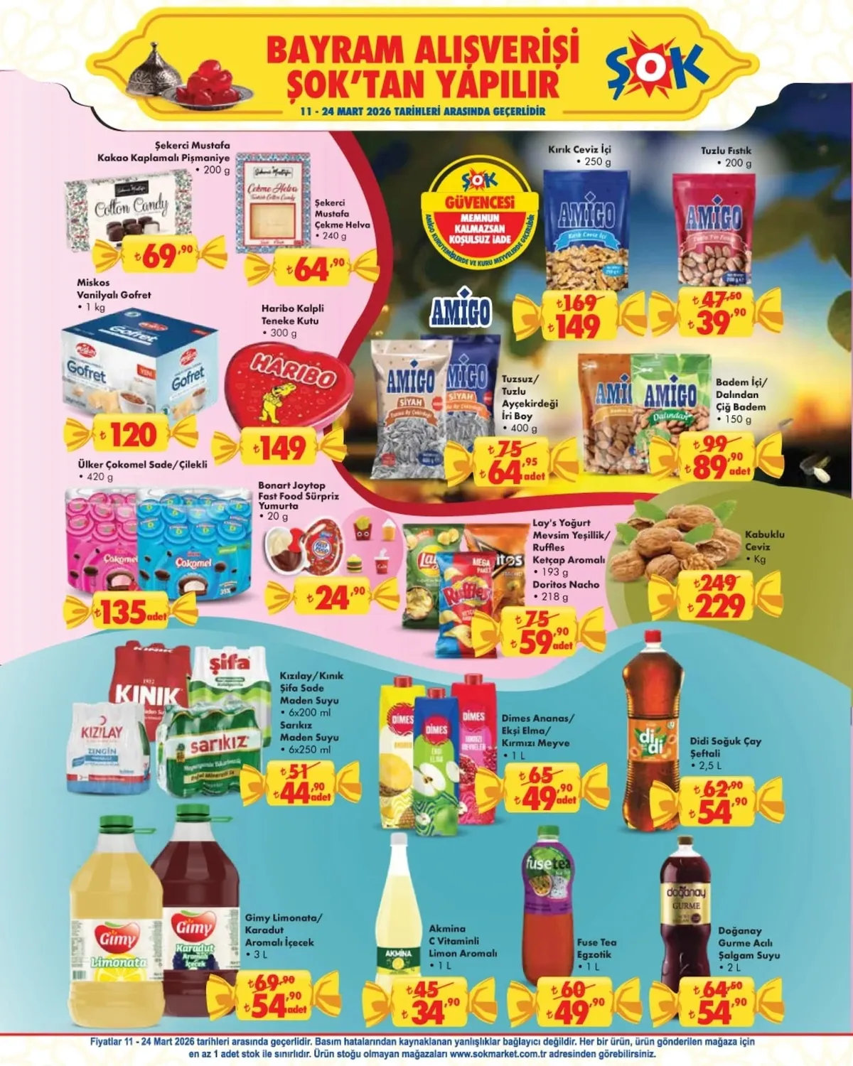 ŞOK Şok 11 Mart 2026 Aktüel Kataloğu sayfa 5: Fuse Tea Egzotik 1 L, Kızılay/Kınık Şifa Sade Maden Suyu 6X200 Ml