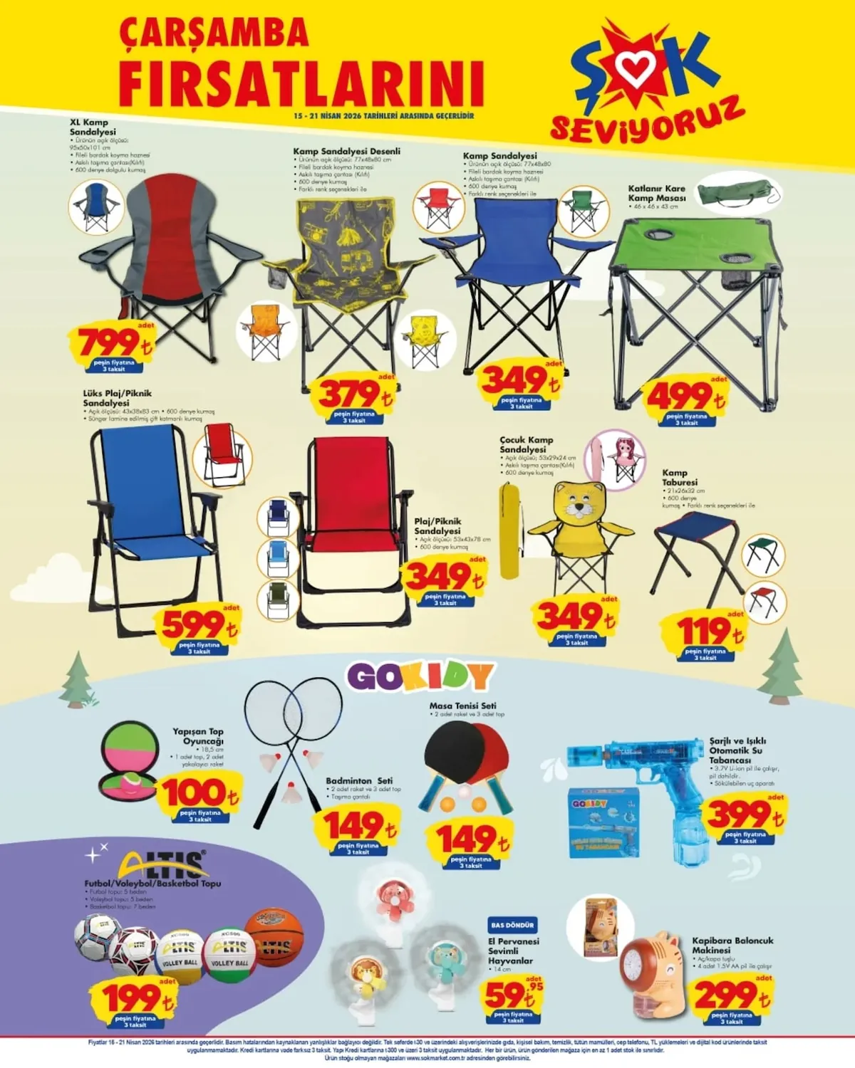 Şok Şok 15 Nisan 2026 Aktüel Kataloğu sayfa 5: Plaj/Piknik Sandalyesi, Çocuk Kamp Sandalyesi