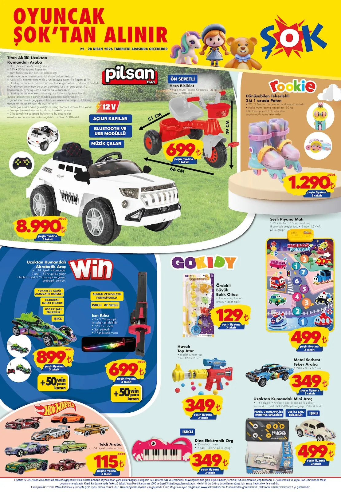 Şok Şok 21 Nisan 2026 Aktüel Kataloğu sayfa 4: Sesli Piyano Mati, Dino Elektronik Org