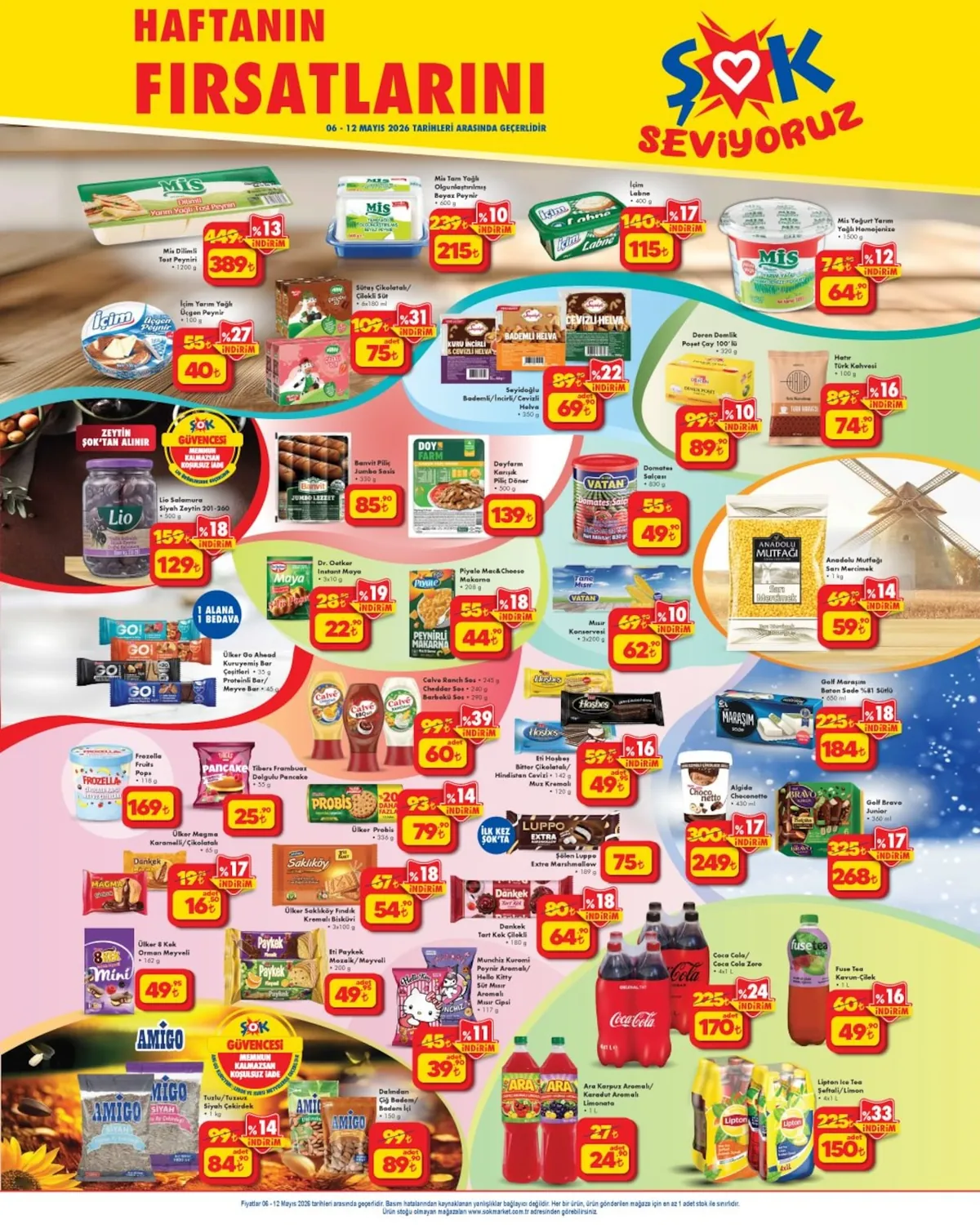 ŞOK Şok 6 Mayıs 2026 Aktüel Kataloğu sayfa 1: Fuse Tea Kavun Çilek 1L, Piyale Peynirli Makarna 208G