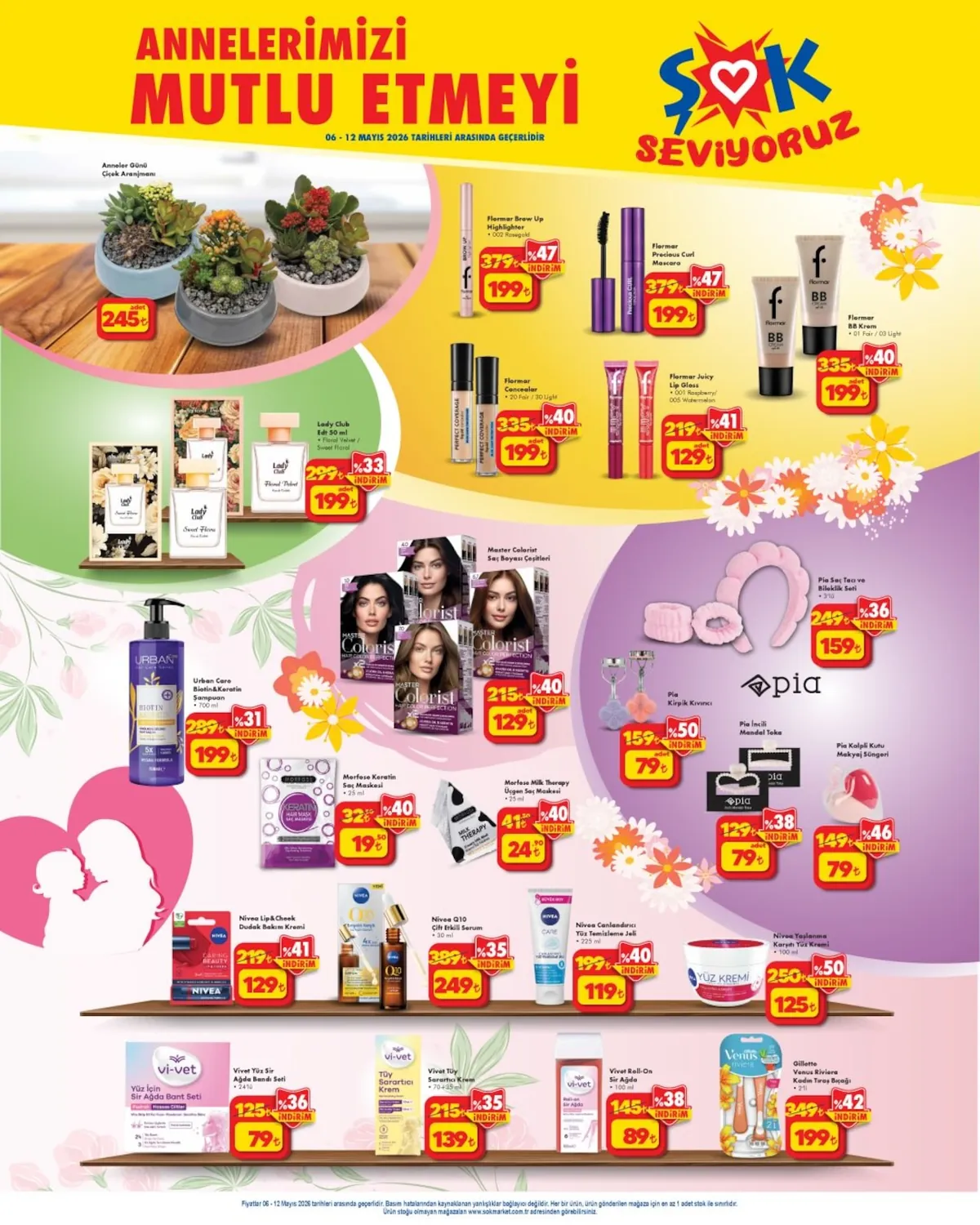 ŞOK Şok 6 Mayıs 2026 Aktüel Kataloğu sayfa 2: Flormar Juicy Lip Gloss 001 Raspberry/005 Watermelon, Master Colorist Saç Boyası Çeşitleri