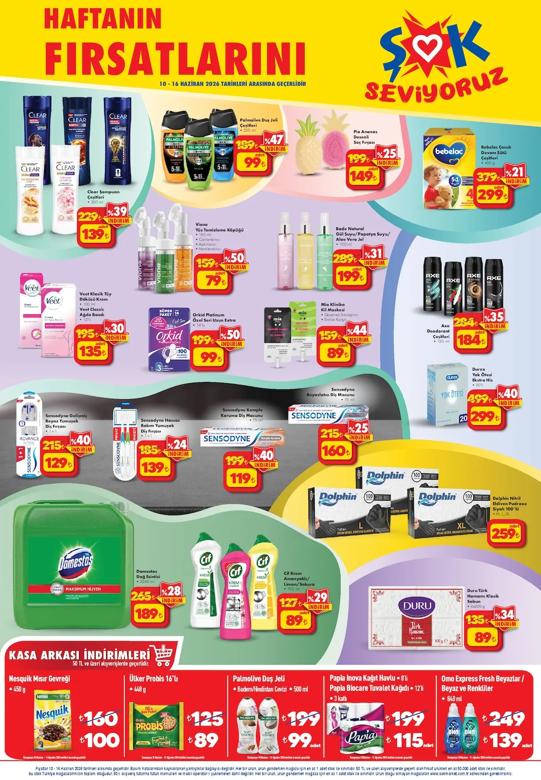 ŞOK Şok 10 Haziran 2026 Aktüel Kataloğu sayfa 2: Mia Kil Maskesi 1 Adet, Veet Klasik Tüy Dökücü Krem Ve Ağda Bandı Kiti 100Ml + 12Li
