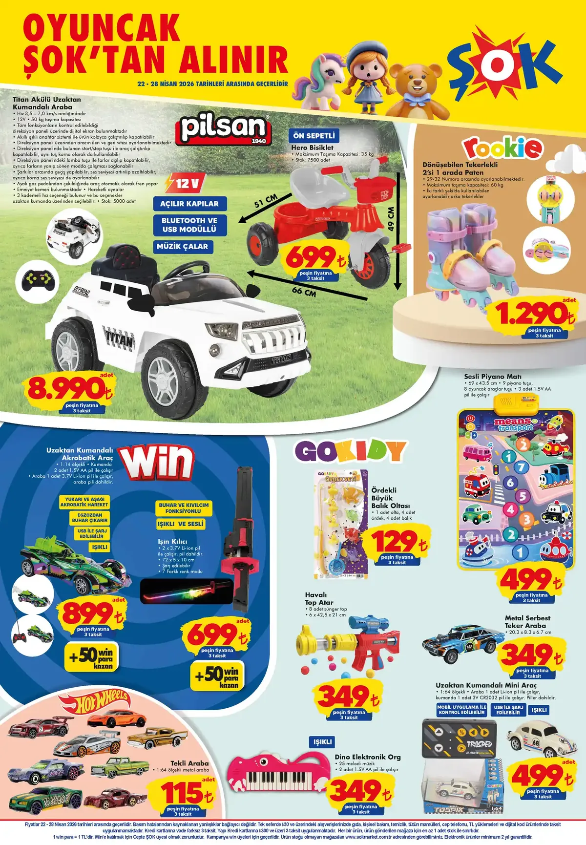 Şok ŞOK 22 Nisan 2026 Aktüel Ürünler Kataloğu sayfa 3: Gokidy Ördekli Büyük Balık Oltası Seti, Rookie 2'Si 1 Arada Paten