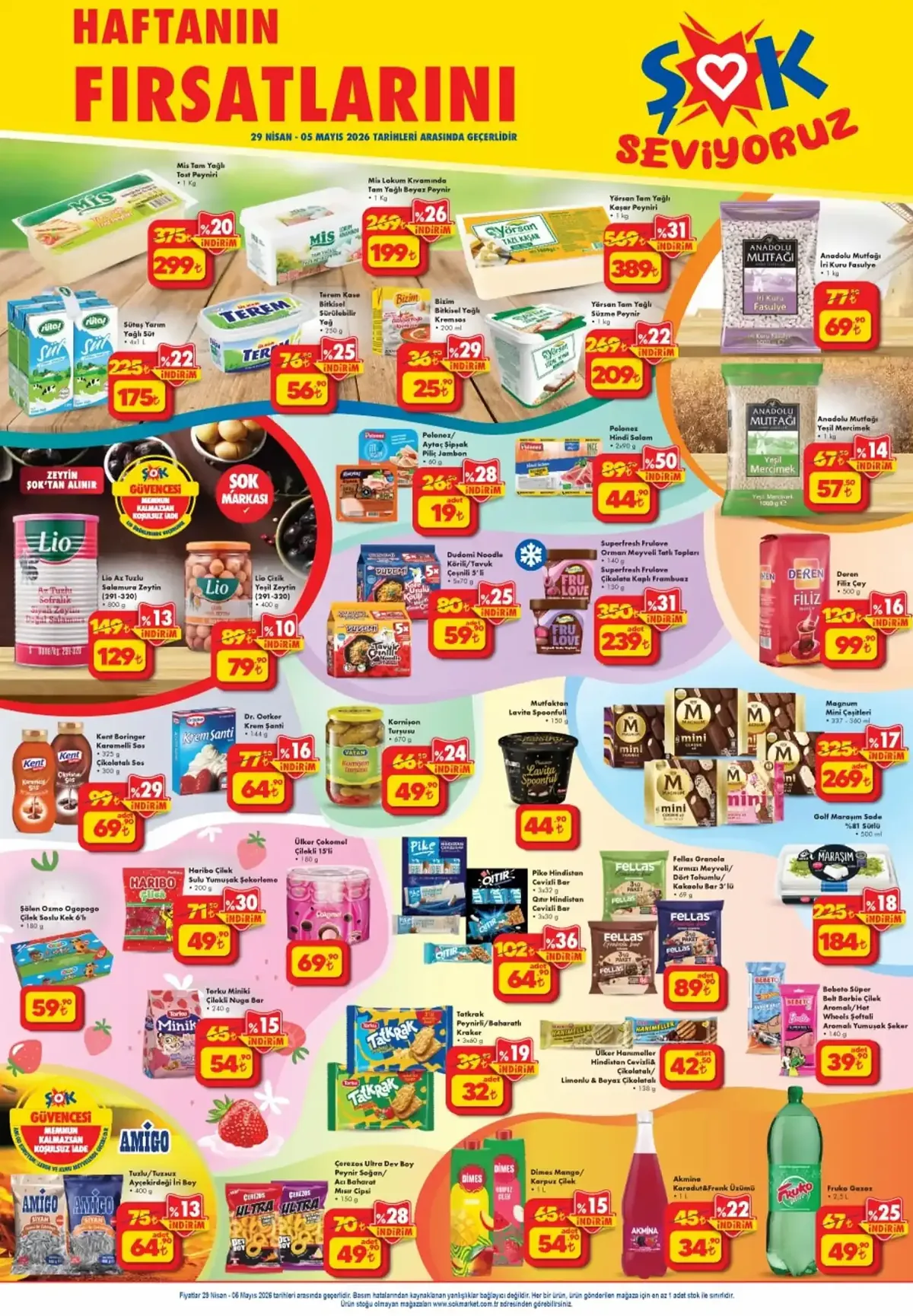 ŞOK ŞOK 29 Nisan 2026 Aktüel Ürünler Kataloğu sayfa 6: Fruko Gazoz 2.5 L, Bebeto Süper Belt Barbie Çilek Aromalı/Hot Wheels Şeftali Aromalı Yumuşak Şeker 140G