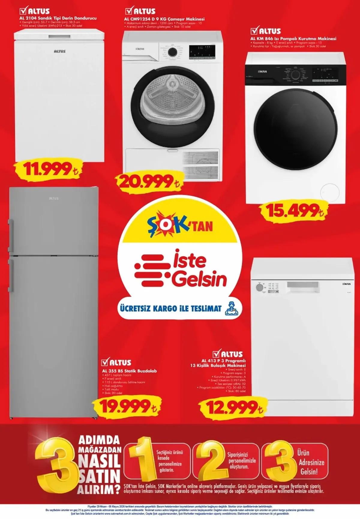 ŞOK ŞOK 29 Nisan 2026 Aktüel Ürünler Kataloğu sayfa 8: Altus Al 2104 Sandık Tipi Derin Dondurucu