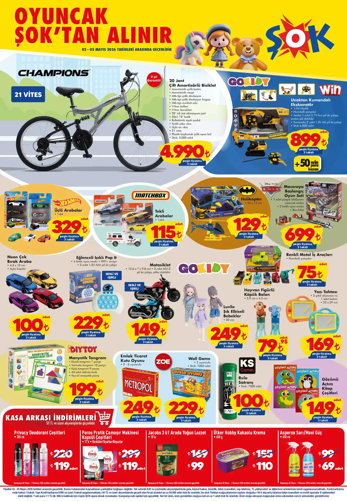 ŞOK ŞOK 2 Mayıs 2026 Aktüel Ürünler Kataloğu sayfa 1: Yazi Tahtasi 1 Adet, Manyetik Tangram Seti 1 Adet