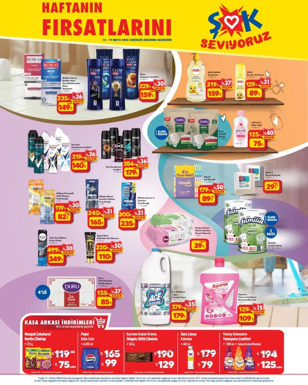 ŞOK Şok 13 Mayıs 2026 Aktüel Kataloğu sayfa 2: Rexona Deodorant Çeşitleri 150Ml, Axe Deodorant Çeşitleri 150Ml