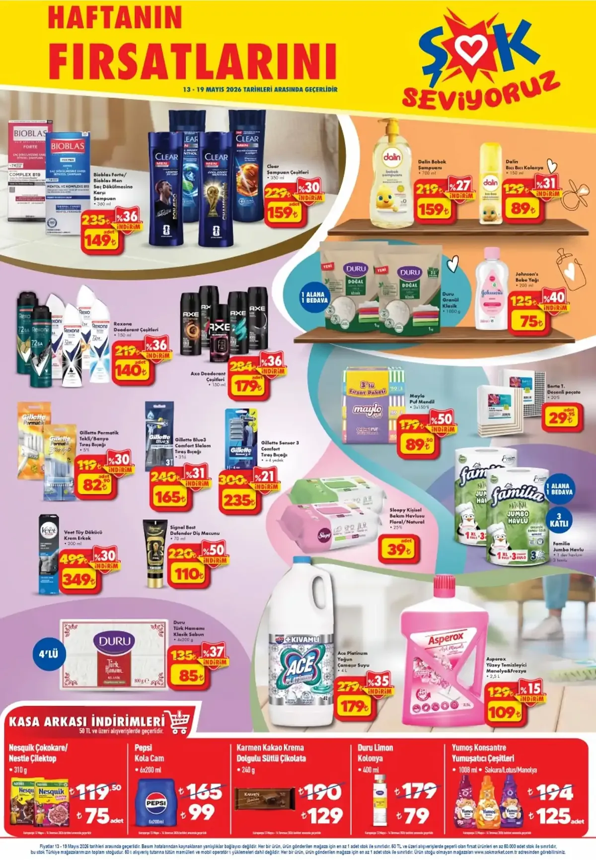 ŞOK ŞOK 13 Mayıs 2026 Aktüel Ürünler Kataloğu sayfa 5: Nesquik Çokokare/ Nestle Çilektop • 310 G, Rexona Deodorant Çeşitleri • 150 Ml