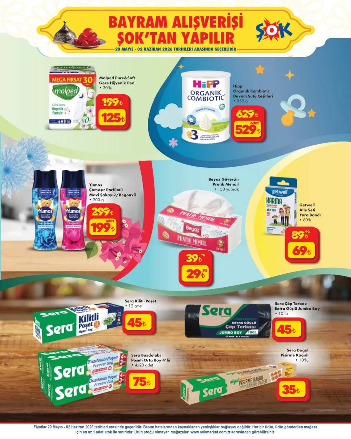 ŞOK Şok 20 Mayıs 2026 Aktüel Kataloğu sayfa 5: Hipp Organik Combiotic Devam Sütü Çeşitleri 350G, Getwell Aile Seti Yara Bandı 60'Lı